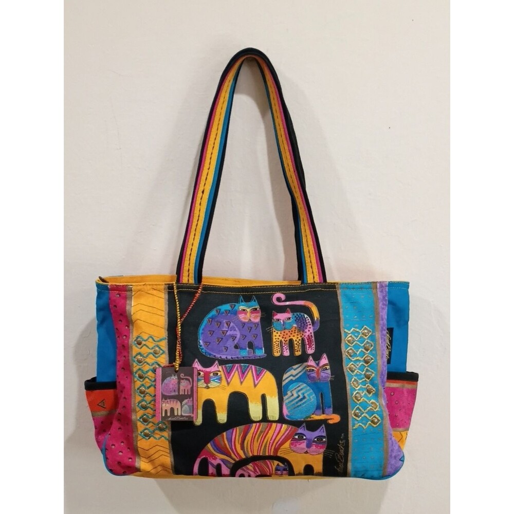 Laurel Burch 5 Cats Fantastic Felines Zippered Tote - NWOT